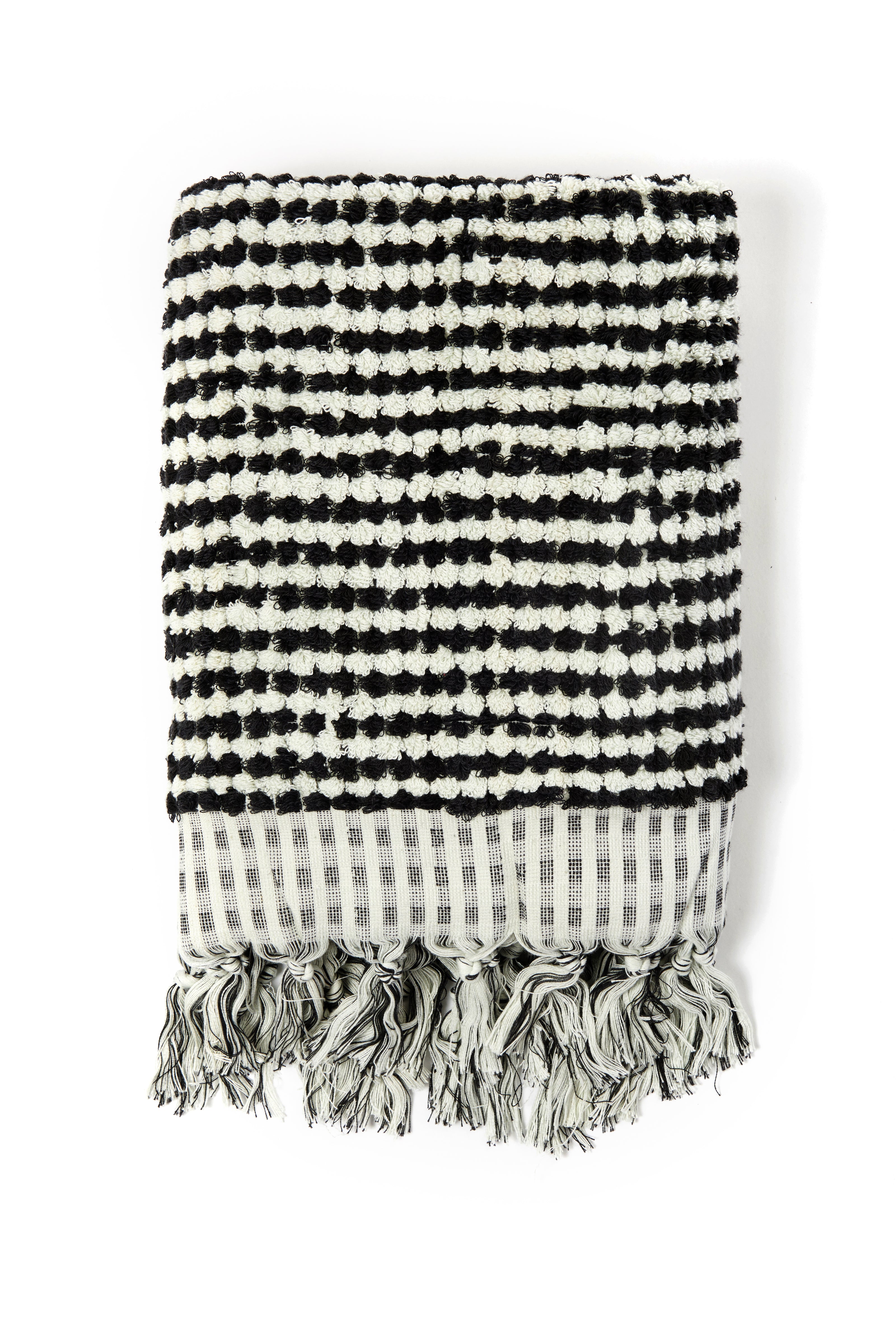Hand-woven Black & White Bath Towel